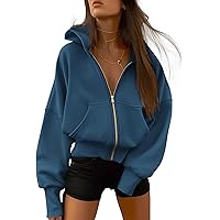 LASLULU Womens Half Quarter Zip Pullover Oversized Sweatshirt Blue